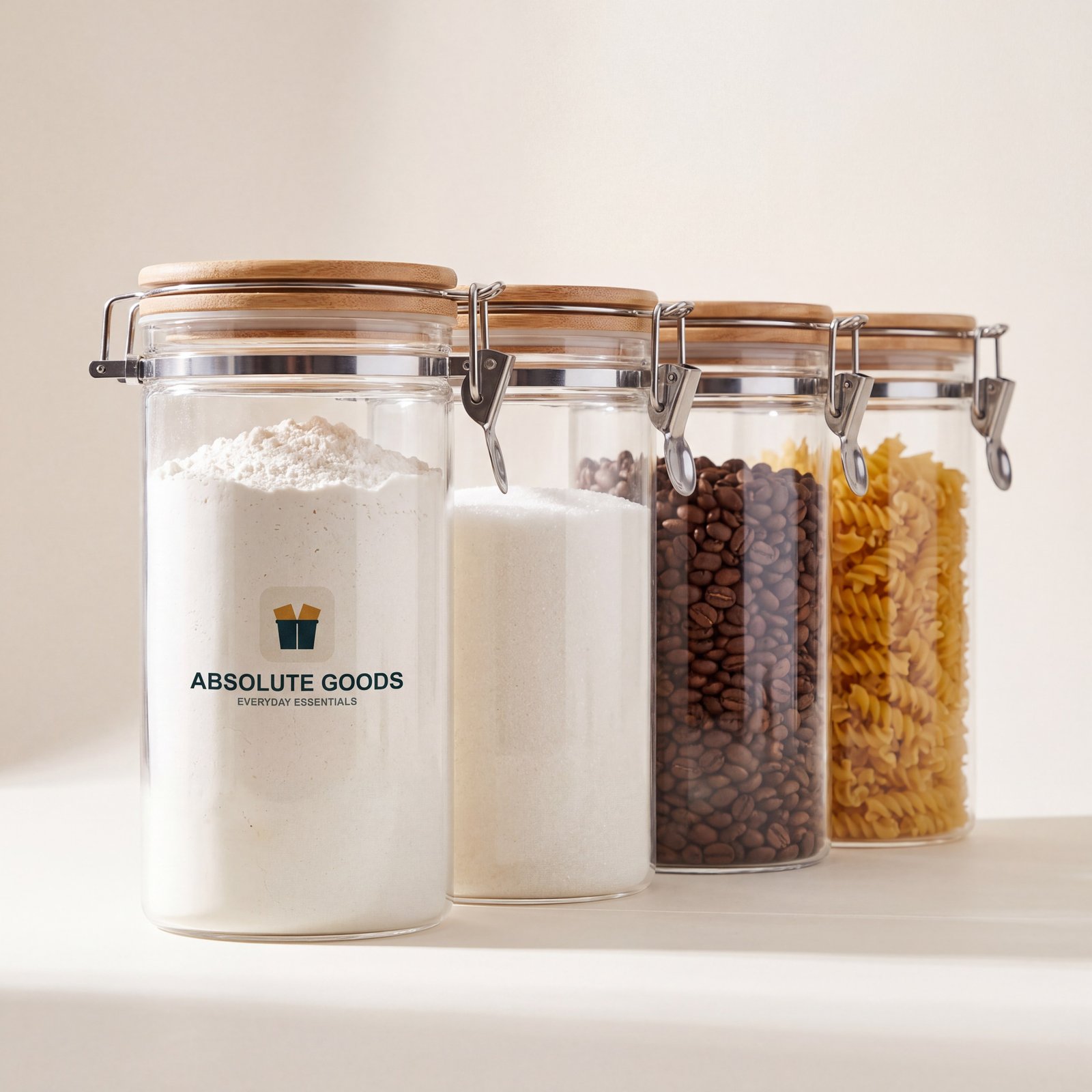 Airtight Kitchen Canisters (Set of 4, filled)